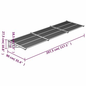 Deurluifel 297,5x90 cm polycarbonaat zwart en transparant 6