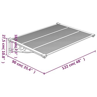 Deurluifel 122x90 cm polycarbonaat grijs en transparant 6