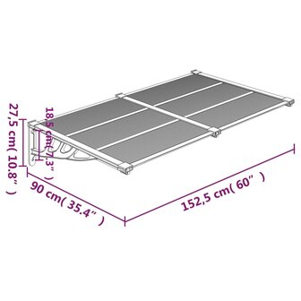 Deurluifel 152,5x90 cm polycarbonaat grijs en transparant 6