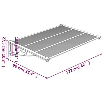 Deurluifel 122x90 cm polycarbonaat zwart 6