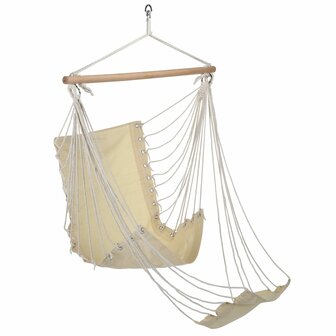 HI Hangstoel met voetensteun katoen canvas beige  1