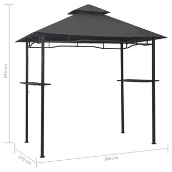 Barbecue paviljoen 240x150x255 cm staal antraciet 7