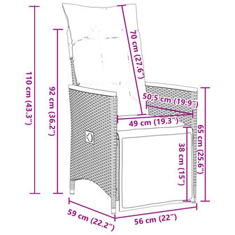 5-delige Bistroset met kussens poly rattan zwart 9