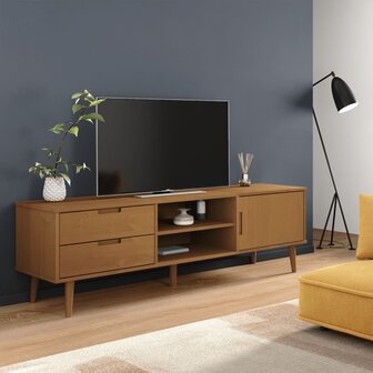 Tv-meubel MOLDE 158x40x49 cm massief grenenhout bruin 1