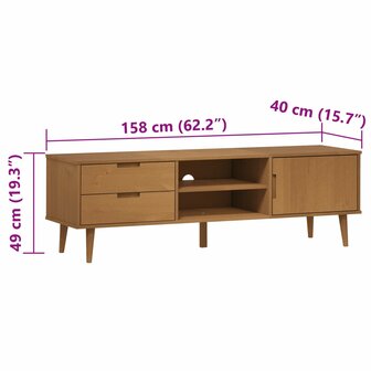 Tv-meubel MOLDE 158x40x49 cm massief grenenhout bruin 8