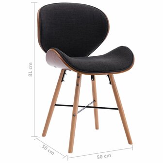 Eetkamerstoelen 2 st stof en gebogen hout donkergrijs 8