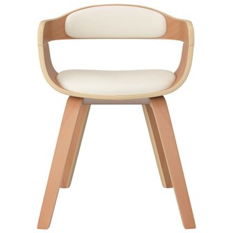 Eetkamerstoelen 2 st gebogen hout en kunstleer cr&egrave;mekleurig 4