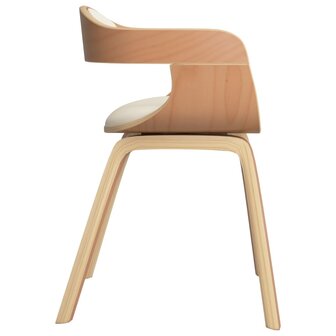 Eetkamerstoelen 2 st gebogen hout en kunstleer cr&egrave;mekleurig 5