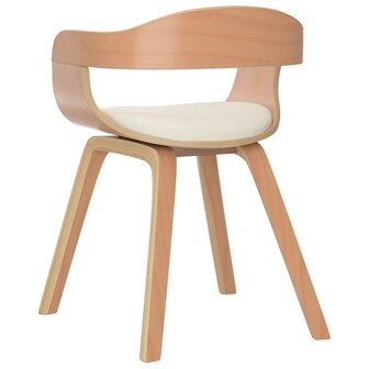 Eetkamerstoelen 2 st gebogen hout en kunstleer cr&egrave;mekleurig 6