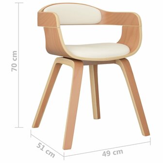 Eetkamerstoelen 2 st gebogen hout en kunstleer cr&egrave;mekleurig 7