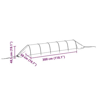 Kweektunnel 300x50x48,5 cm staal en polyetheen zwart 9