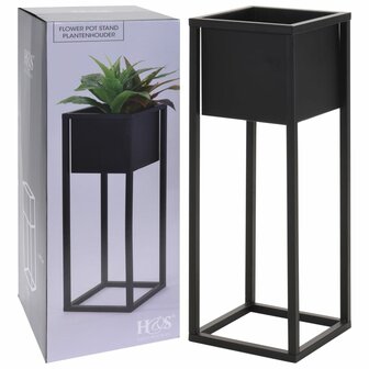 H&amp;S Collection Bloempot op standaard 60 cm metaal zwart 1