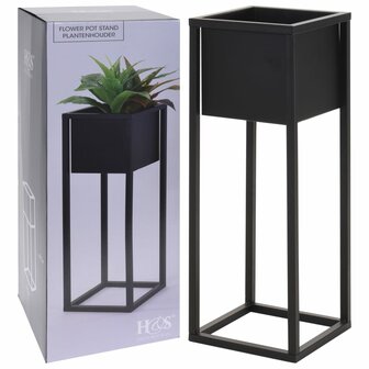 H&amp;S Collection Bloempot op standaard 60 cm metaal zwart 3