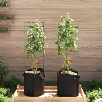 Tomatenkooi met plantenzak 2 st 116 cm staal en polypropeen 3