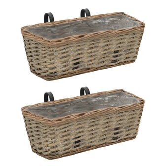 Balkonbakken 2 st 40 cm wicker met PE-voering 1