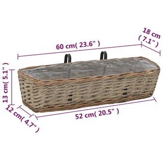 Balkonbakken 2 st 60 cm wicker met PE-voering 6