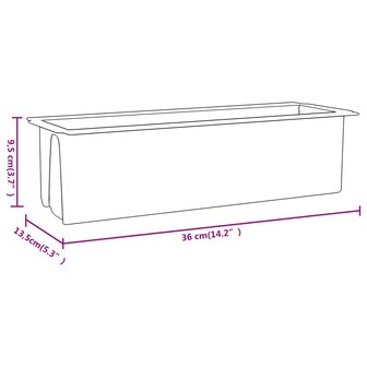 Bloembakken voor europallets 12 st 36x13,5x9,5 cm PP grijs 8