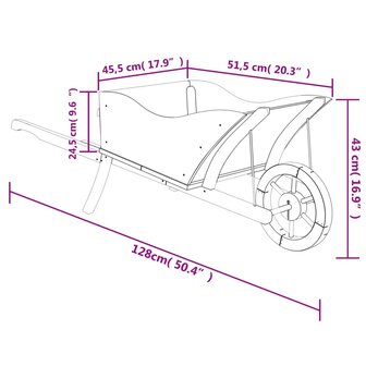 Plantenbak kruiwagen 128x45,5x43 cm massief vurenhout 8