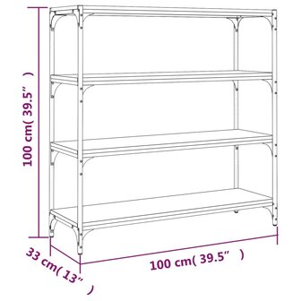 Boekenkast 100x33x100 cm bewerkt hout en staal sonoma eiken 9