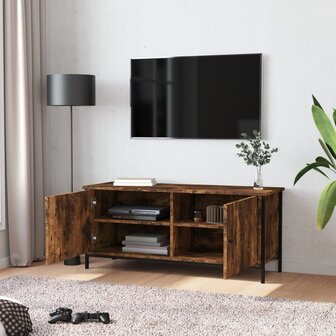 Tv-meubel 102x35x45 cm bewerkt hout gerookt eikenkleurig 3