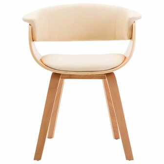 Eetkamerstoelen 6 st gebogen hout en kunstleer cr&egrave;me 4