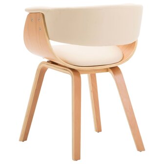 Eetkamerstoelen 6 st gebogen hout en kunstleer cr&egrave;me 5