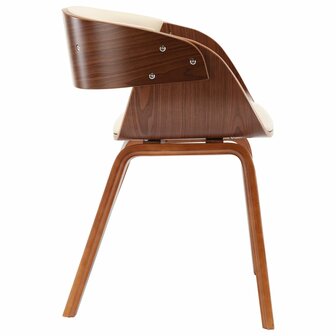 Eetkamerstoelen 2 st gebogen hout en kunstleer cr&egrave;mekleurig 4