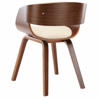 Eetkamerstoelen 2 st gebogen hout en kunstleer cr&egrave;mekleurig 5