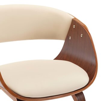 Eetkamerstoelen 2 st gebogen hout en kunstleer cr&egrave;mekleurig 6