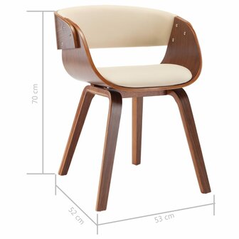 Eetkamerstoelen 2 st gebogen hout en kunstleer cr&egrave;mekleurig 7