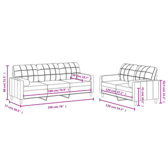 2-delige Loungeset met kussens stof zwart 8