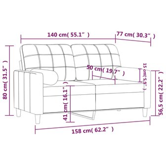 Tweezitsbank met sierkussens 140 cm stof lichtgrijs 8