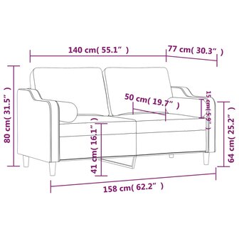 Tweezitsbank met sierkussens 140 cm stof lichtgrijs 8