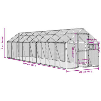 Voli&egrave;re 1,79x8x1,85 m aluminium antracietkleurig 7