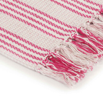 Plaid strepen 125x150 cm katoen roze en wit 4