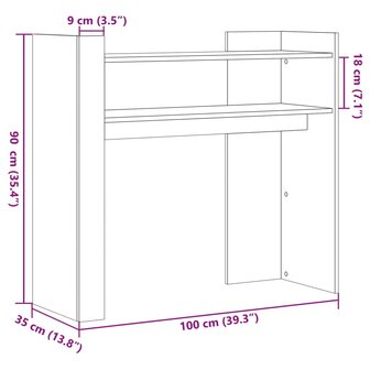 Wandtafel 100x35x90 cm bewerkt hout sonoma eikenkleurig 8