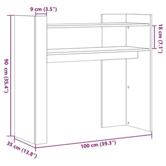 Wandtafel 100x35x90 cm bewerkt hout gerookt eikenkleurig 8