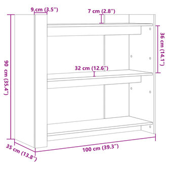 Wandtafel 100x35x90 cm bewerkt hout wit 8