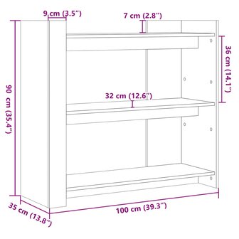 Wandtafel 100x35x90 cm bewerkt hout gerookt eikenkleurig 8