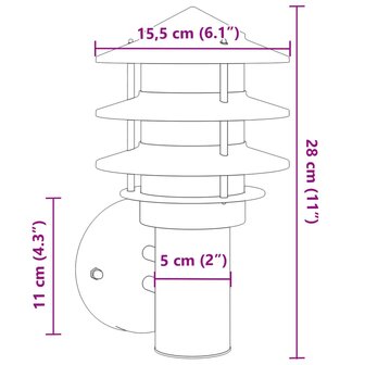 Buitenwandlamp roestvrij staal zwart 7