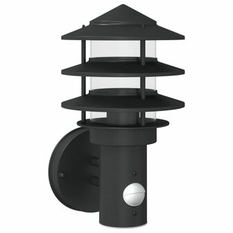 Buitenwandlamp met sensor roestvrij staal zwart 2