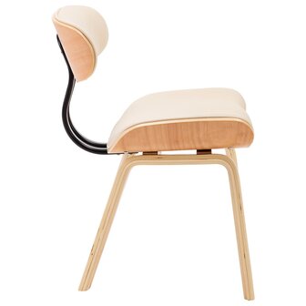 Eetkamerstoelen 4 st gebogen hout en kunstleer cr&egrave;mekleurig 5