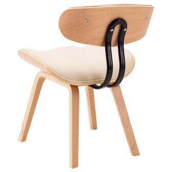 Eetkamerstoelen 4 st gebogen hout en kunstleer cr&egrave;mekleurig 6