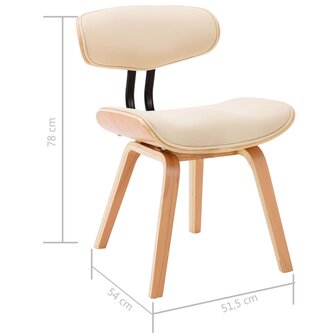 Eetkamerstoelen 4 st gebogen hout en kunstleer cr&egrave;mekleurig 8