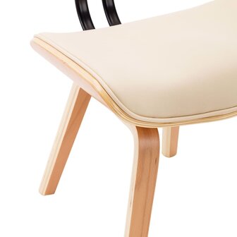 Eetkamerstoelen 6 st gebogen hout en kunstleer cr&egrave;me 7