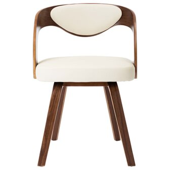 Eetkamerstoelen 6 st gebogen hout en kunstleer cr&egrave;me 3