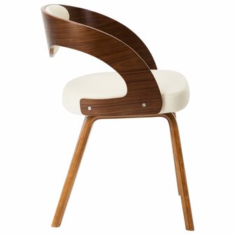 Eetkamerstoelen 6 st gebogen hout en kunstleer cr&egrave;me 4