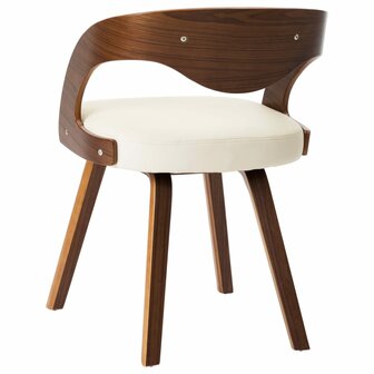 Eetkamerstoelen 6 st gebogen hout en kunstleer cr&egrave;me 5