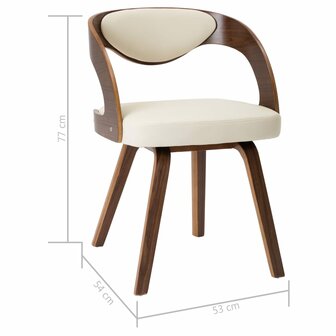 Eetkamerstoelen 6 st gebogen hout en kunstleer cr&egrave;me 7