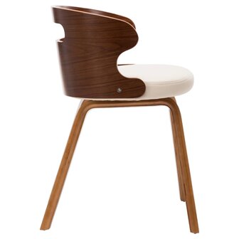 Eetkamerstoelen 6 st gebogen hout en kunstleer cr&egrave;me 4